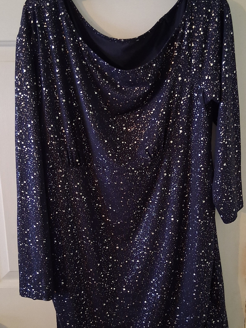 Sparkle Navy Blue Cowl Neck Women's Dress
